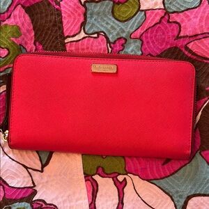 Kate Spade Vibrant Coral Zip Wallet